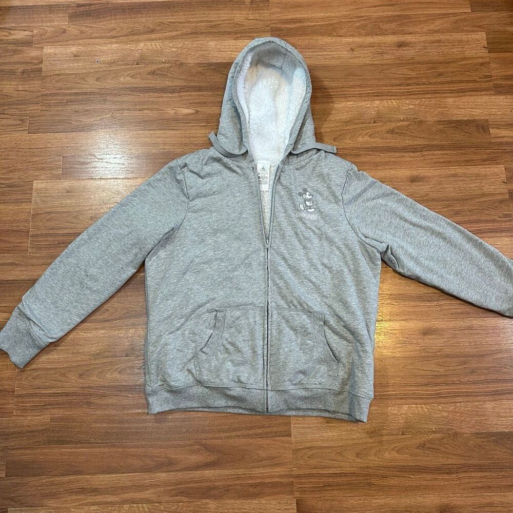Disney Parks Embroidered Mickey Mouse Sherpa-Lined Full-Zip Sweatshirt Hooded Gr